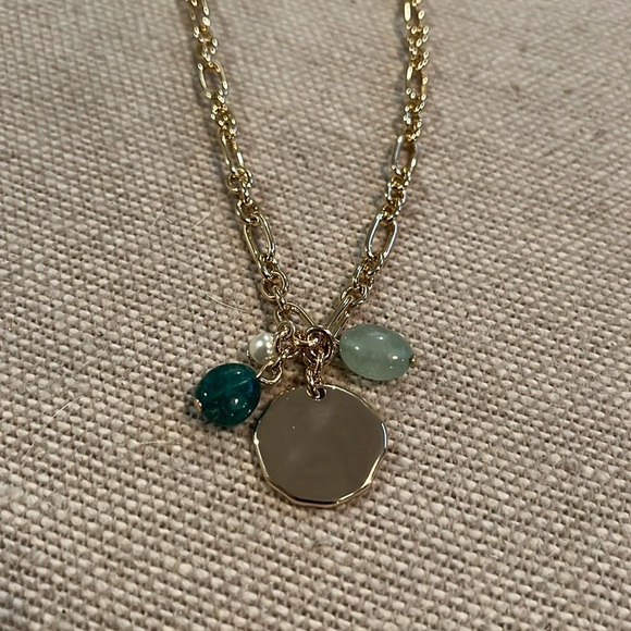 J. Crew Gold Coin and Stone Pendant Necklace/NWT - Picture 4 of 7